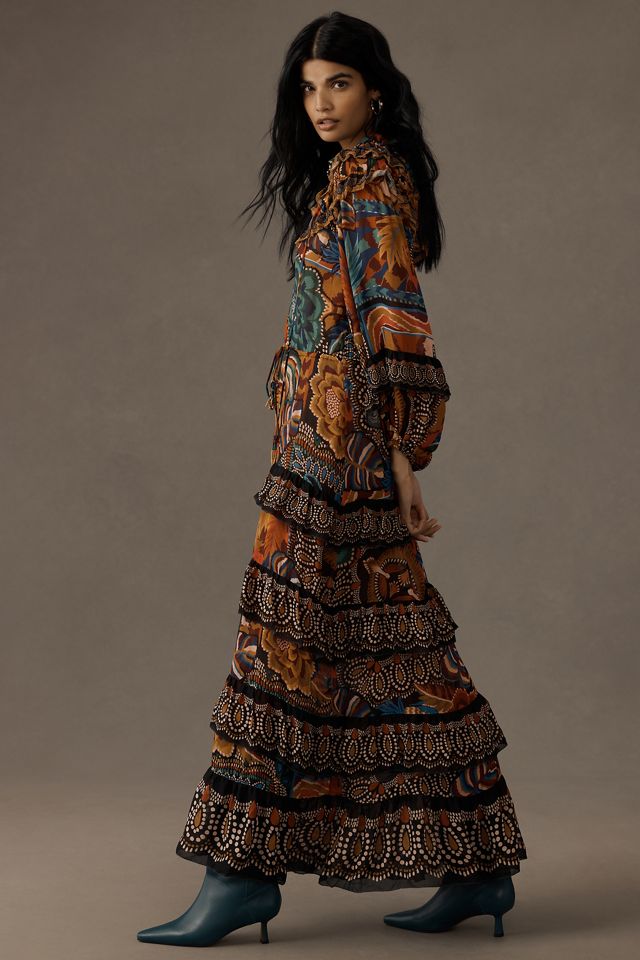 Farm Rio Fall Mix Multicolor Maxi Dress #3