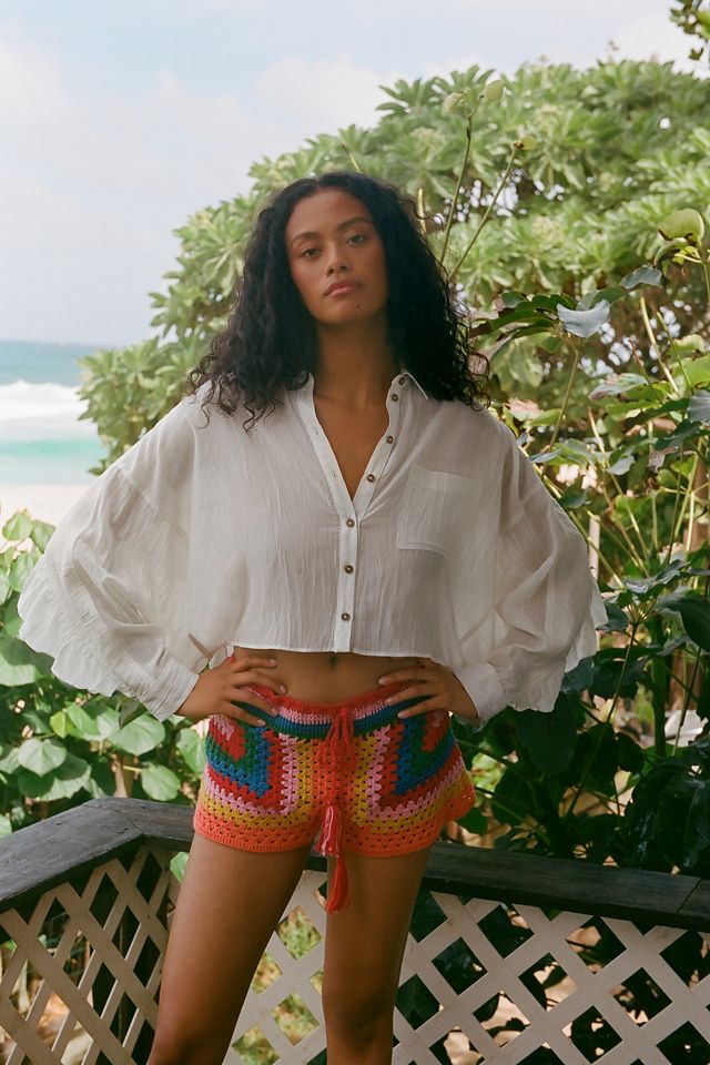 Twinkle Wool Boucle Shorts herlipto 新品 Farm Rio Striped Scarf Crochet Shorts | Anthropologie
