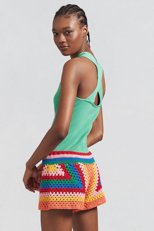 Farm Rio Striped Scarf Crochet Shorts | Anthropologie