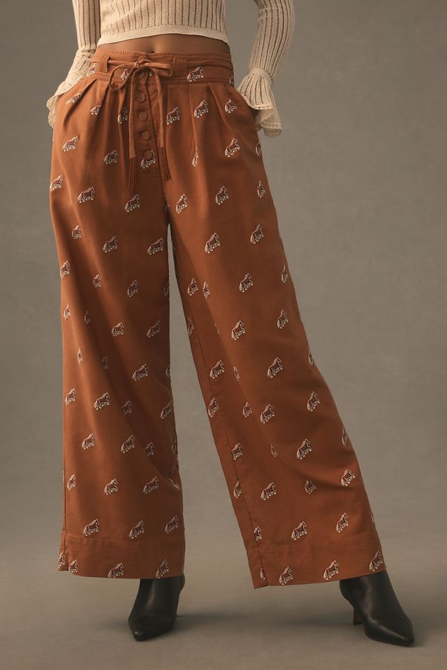 Farm Rio Wild Horses Embroidered Pants #1