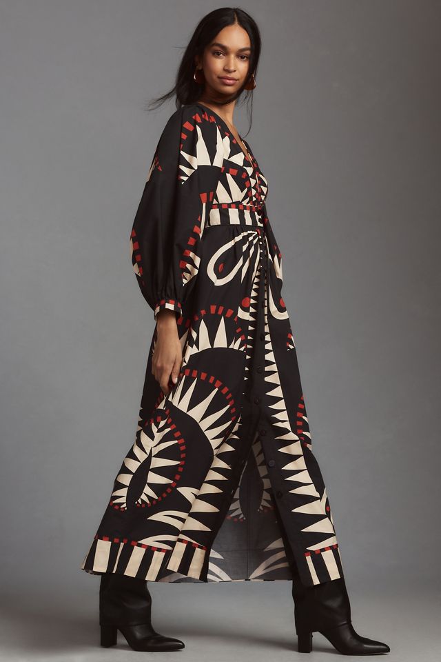 Farm Rio Coconut Grove Puff-Sleeve V-Neck Maxi Dress #3