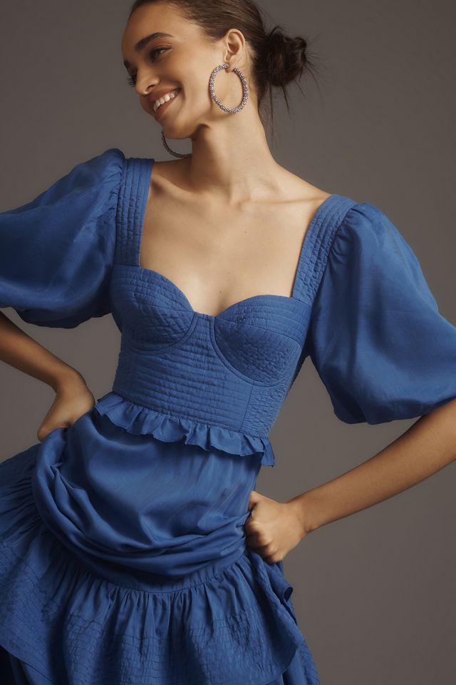 alc light blue pleated dress Heart Back Dress – Tadpole Apparel main image 1