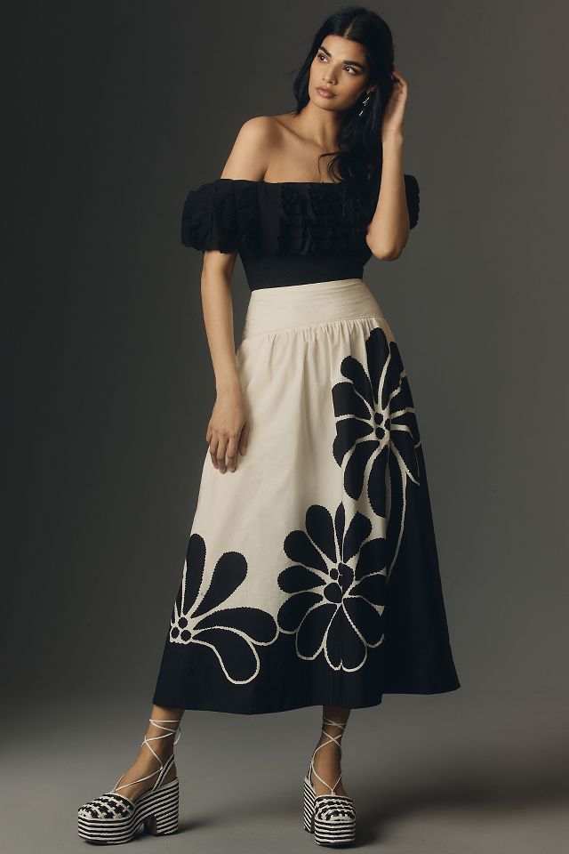 Printed maxi outlet skirt