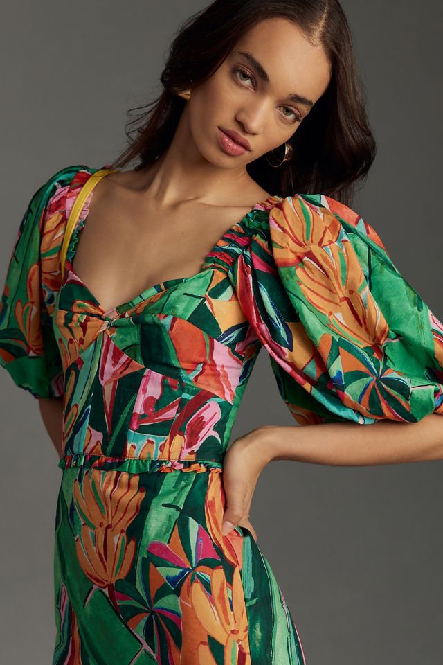 knee length dresses for ladies Summer Midi Wrap Dress In Black With Pink And Blue Floral Print – Love main image 1