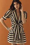 black mixed stripes short sleeve mini dress Black Stripe Off Shoulder Midi Dress main image 1