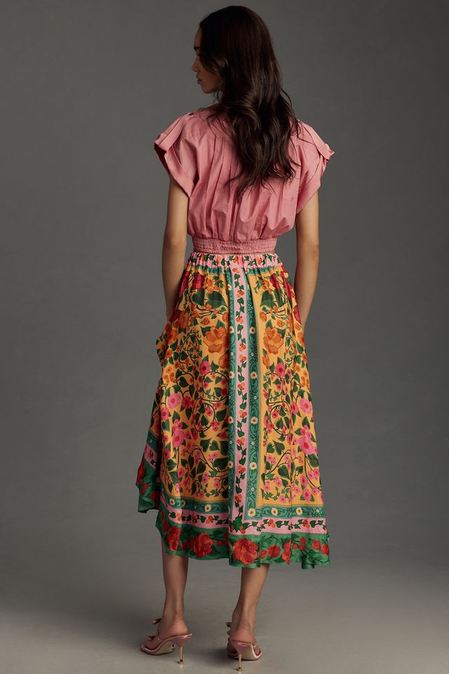 Farm Rio Heart Ivy Scarf Midi Skirt #2