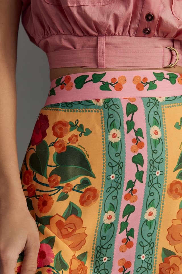 Farm Rio Heart Ivy Scarf Midi Skirt #3