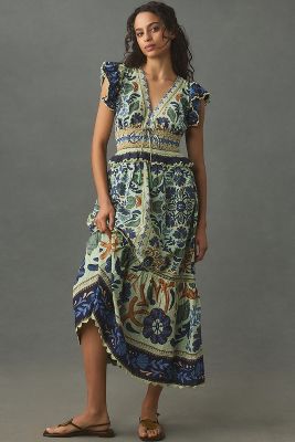 Shop Farm Rio Ocean Tapestry Sleeveless Maxi Dress In Multicolor