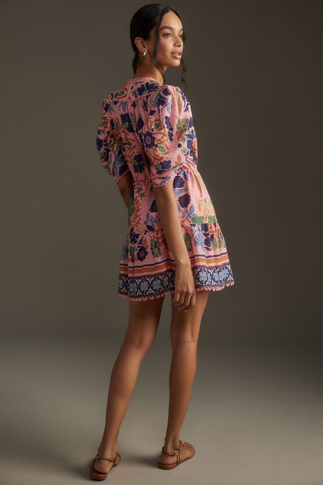 Farm Rio Seashell Tapestry Short-Sleeve Mini Dress #3