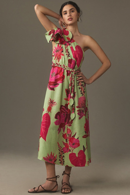 farm rio blooming garden one shoulder maxi dress FARM Rio Fresh Garden Green One Shoulder Maxi Dress