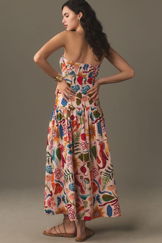 Farm Rio Bright Farm Strapless Linen Dress #2