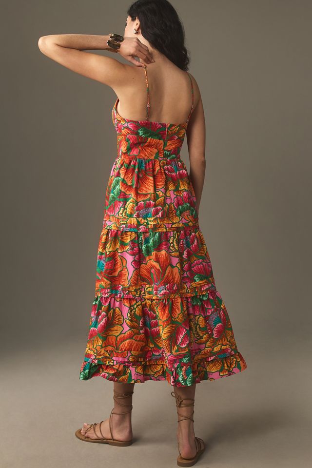 Farm Rio Beaded Spring Sleeveless Midi Dress | Anthropologie