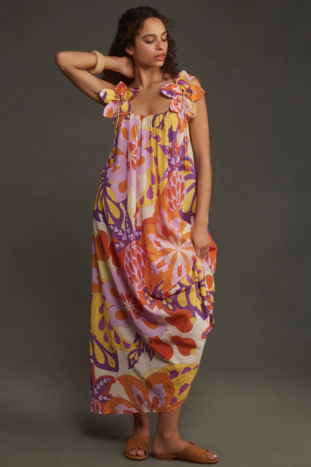 Farm Rio Lee Floral Sleeveless Maxi Dress