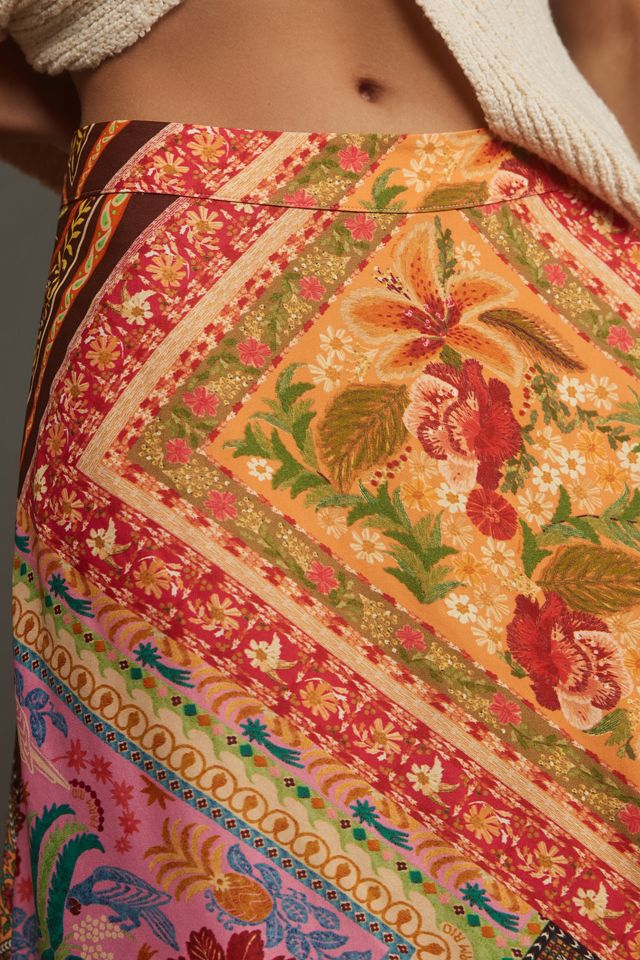 Farm Rio Mixed Scarves Midi Skirt #3