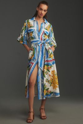 Shop Farm Rio Tropical Destination Tie-waist Midi Dress In Multicolor