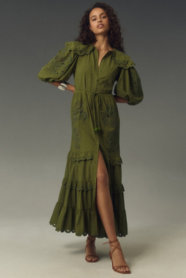 Farm Rio Hummingbird Maxi Dress In Green | ModeSens