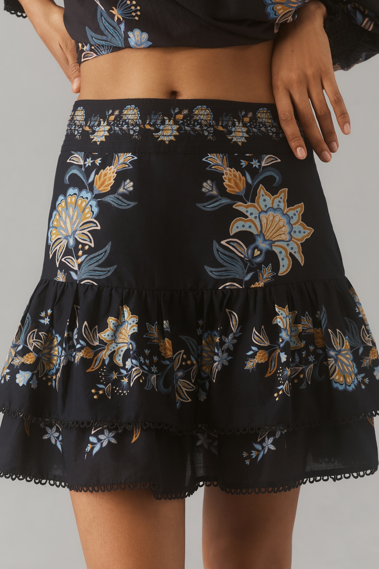 Farm Rio Stitched Garden Mini Skirt