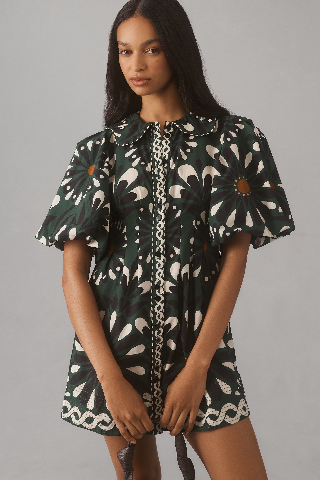 Farm Rio Ainika Flowers Short-Sleeve Mini Dress