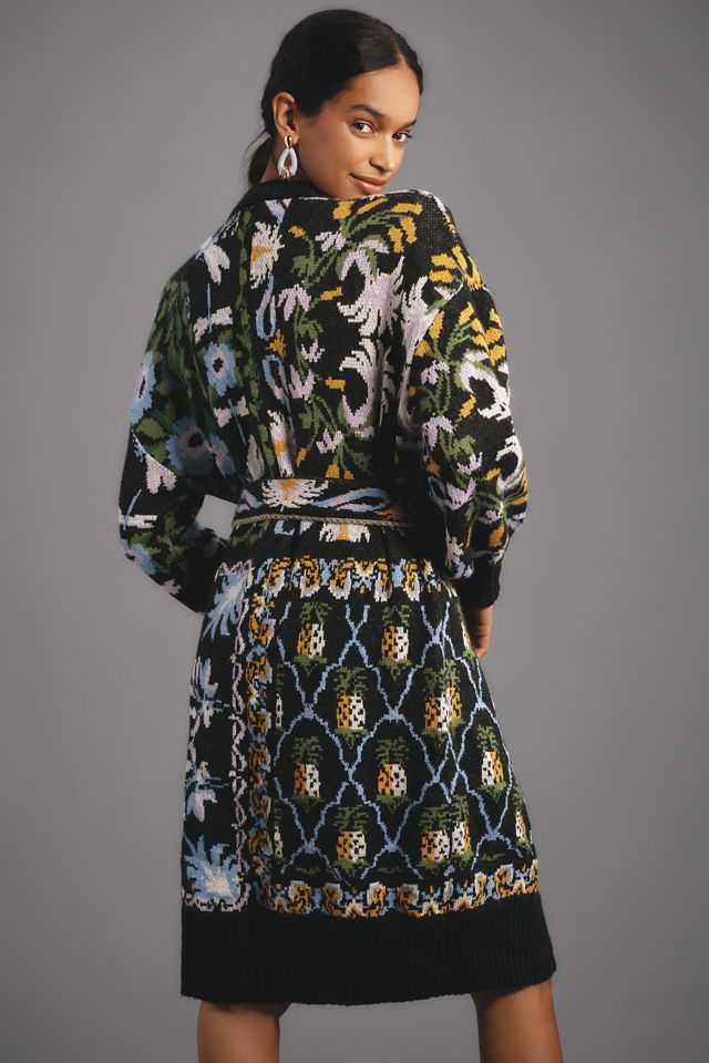 Farm Rio Winter Garden Long Wrap Cardigan Sweater #1