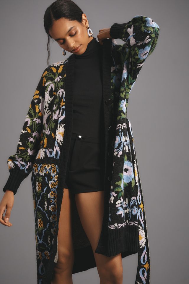 Farm Rio Winter Garden Long Wrap Cardigan Sweater #2