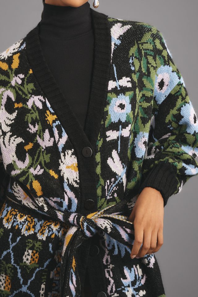 Farm Rio Winter Garden Long Wrap Cardigan Sweater #3