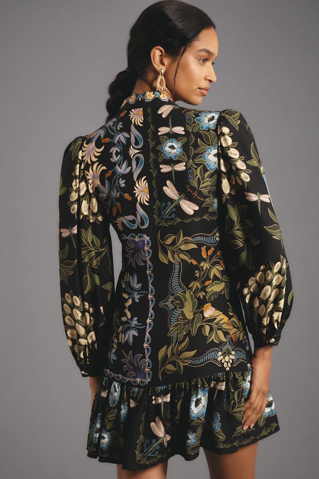 Farm Rio Black Winter Garden Mini Dress #1