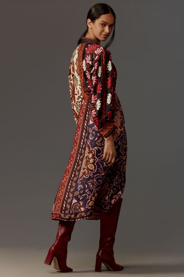 Farm Rio Miranda Long-Sleeve Wrap Midi Dress #1