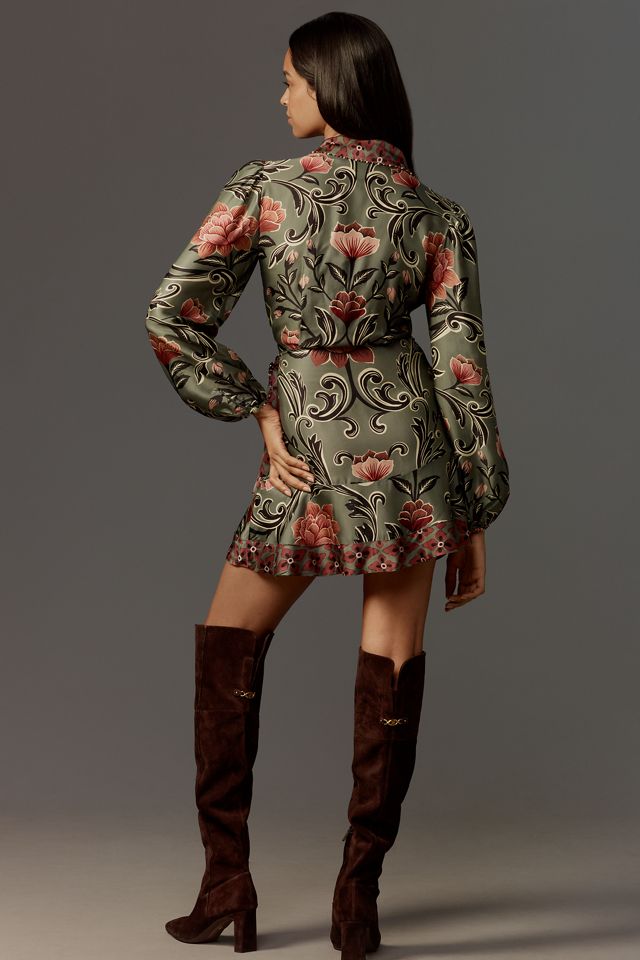 Farm Rio Arabesque Long-Sleeve Wrap Mini Dress #1