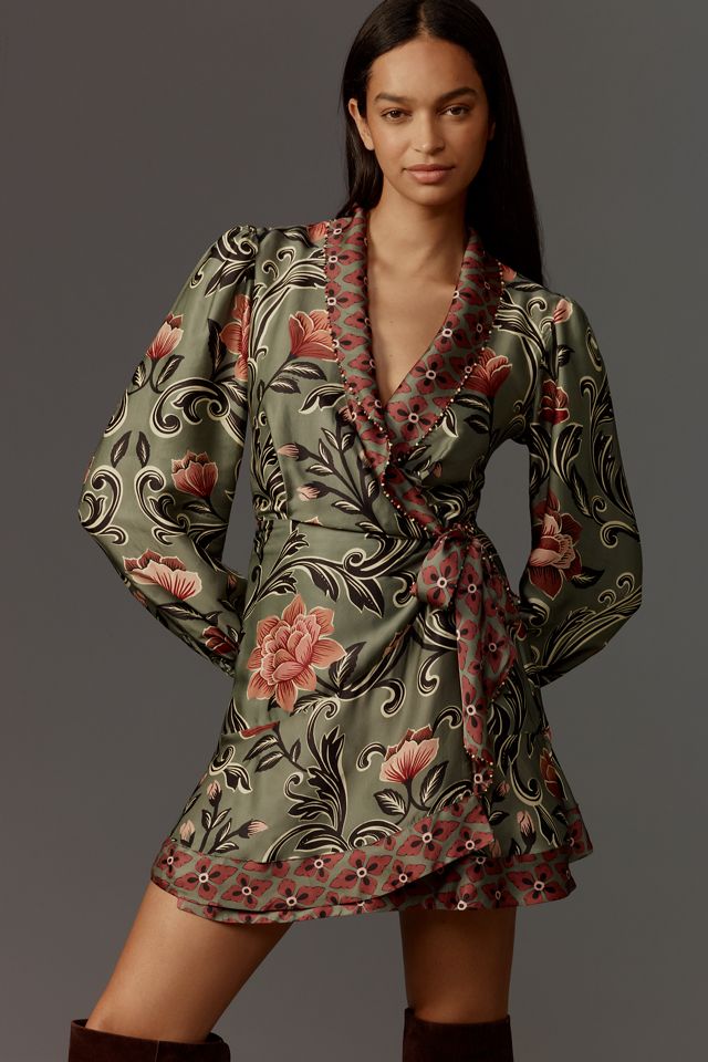 Farm Rio Arabesque Long-Sleeve Wrap Mini Dress #2