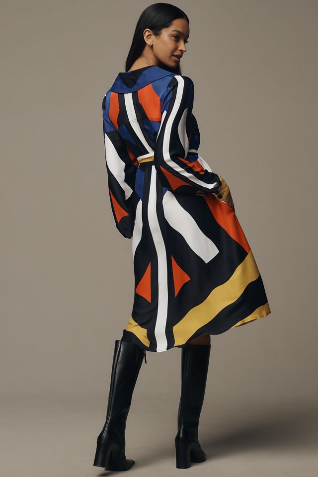 Farm Rio Amanda Stripes Multicolor Chemise Midi Shirt Dress #2