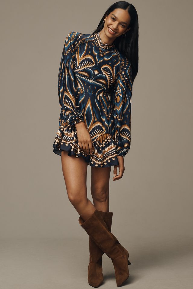 Farm Rio Pineapple Ikat Long-Sleeve Raglan Mini Dress | Anthropologie