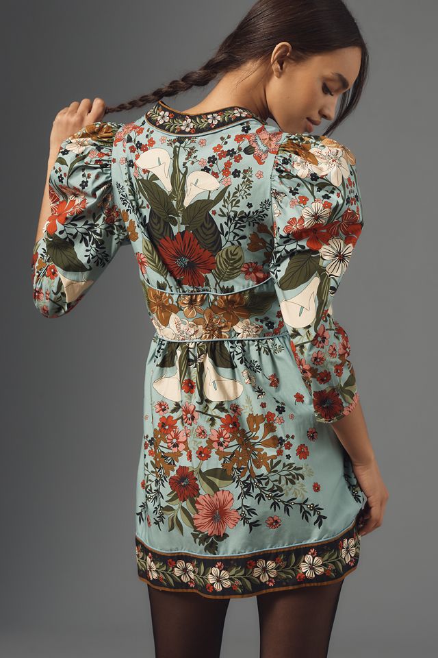 Farm Rio Blue Beauty Bouquet Mini Dress #1