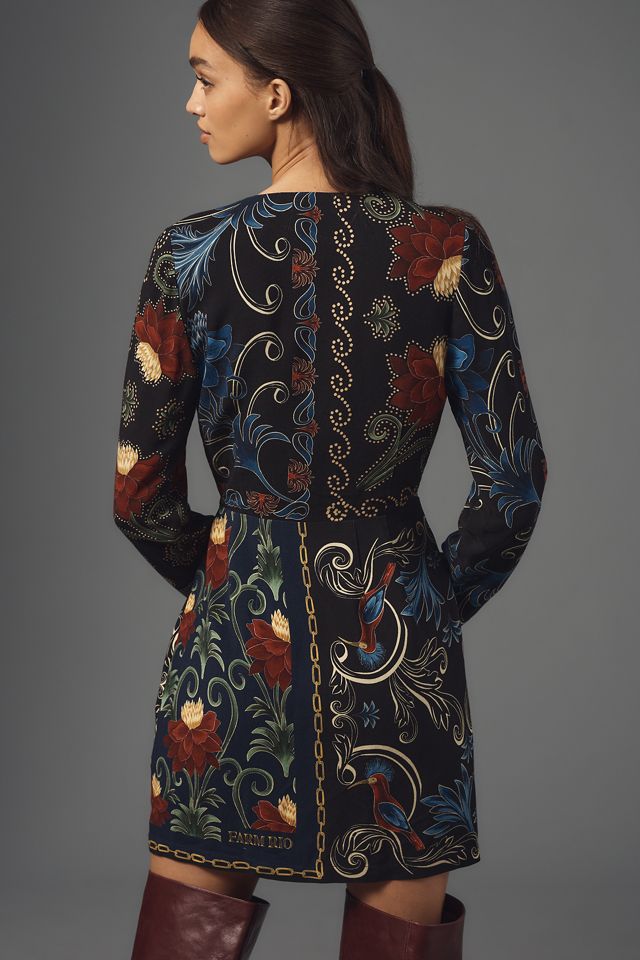 Farm Rio x Anthropologie Mixed Arabesque Scarves Wrap Mini Dress #1