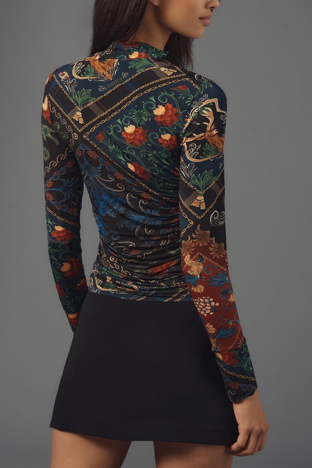 Farm Rio Mixed Arabesque Scarves Jersey Blouse #1