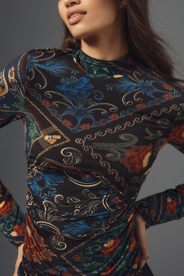 Farm Rio Mixed Arabesque Scarves Jersey Blouse #3