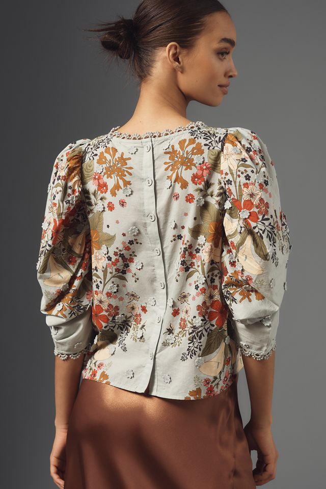 Farm Rio Flowing Beauty Knit Blouse #1