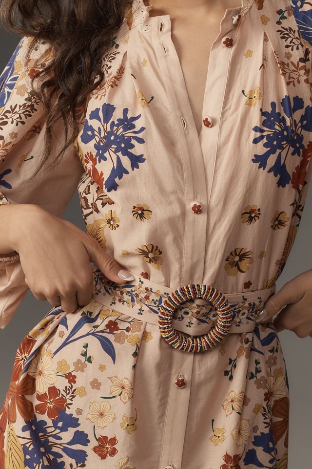 Farm Rio Beauty Bouquet Puff-Sleeve Mini Shirt Dress #2