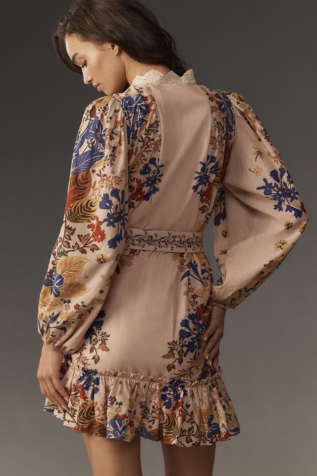 Farm Rio Beauty Bouquet Puff-Sleeve Mini Shirt Dress #3