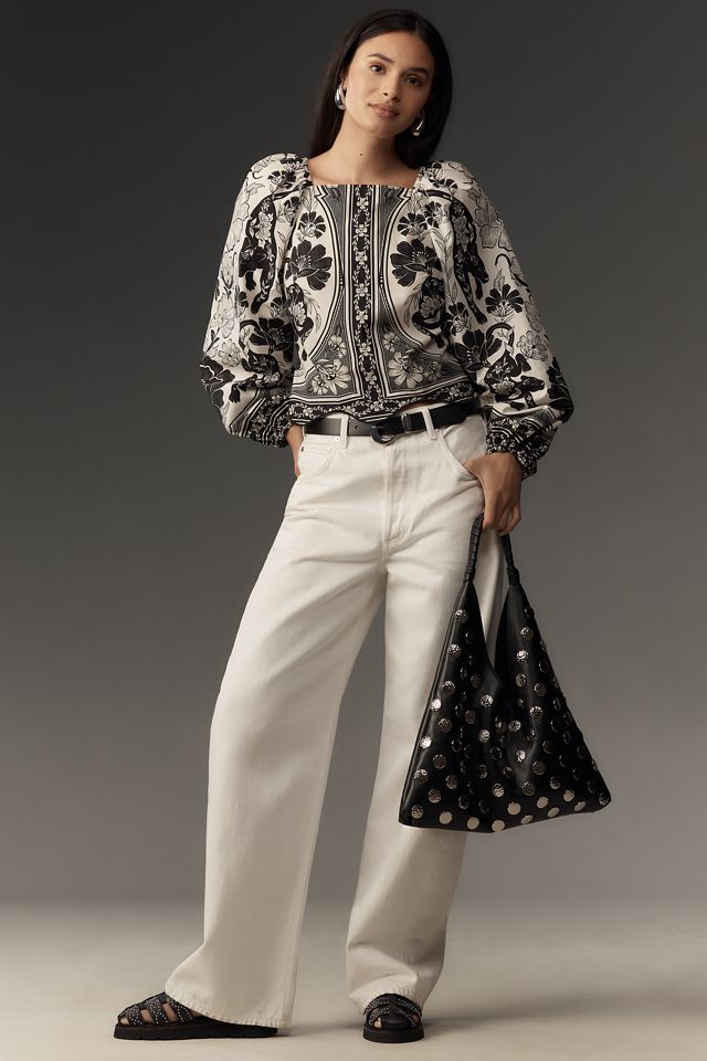 Farm Rio Leopard Floral Long-Sleeve Blouse #3
