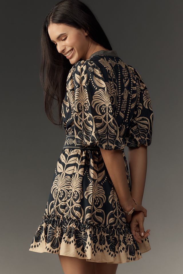 Farm Rio Ainika Tropical Splendor Puff-Sleeve Mini Dress #2