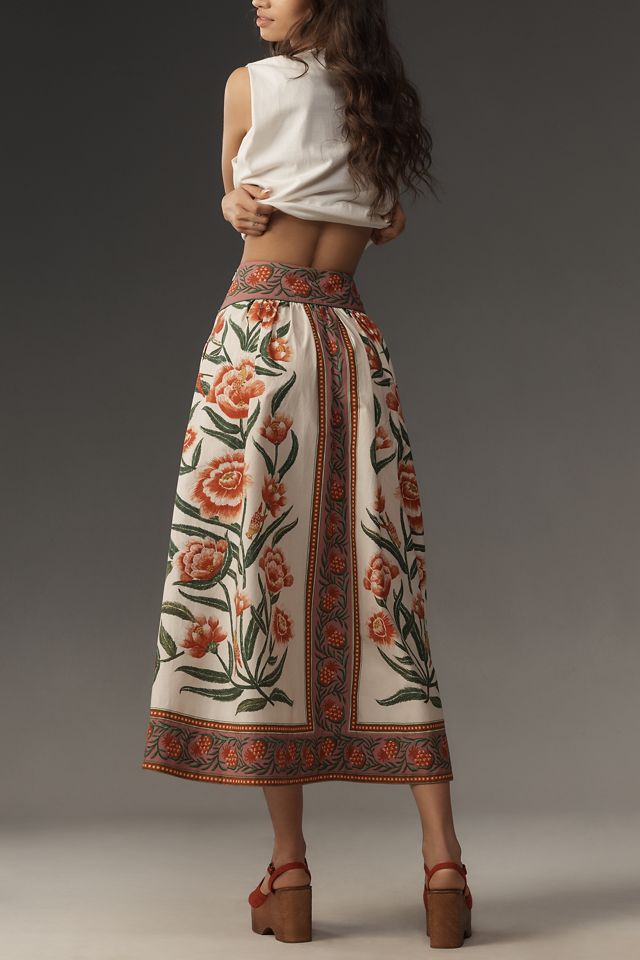 Farm Rio Ainika Delicate Floral Midi Skirt #1