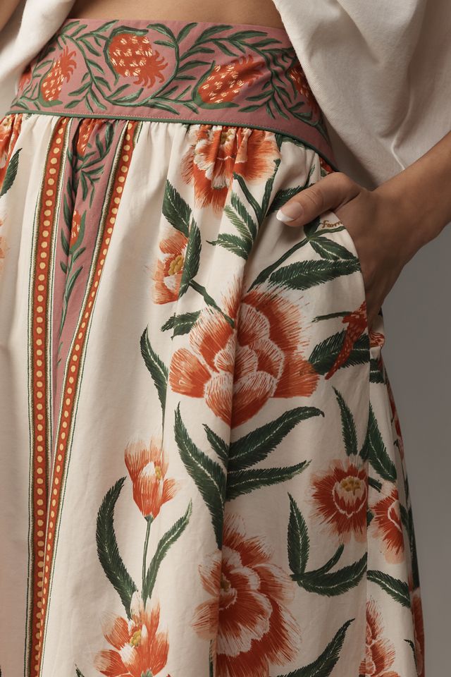 Farm Rio Ainika Delicate Floral Midi Skirt #3