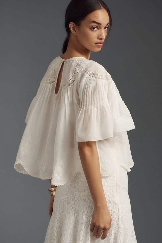 Farm Rio Short-Sleeve Embroidered Swing Blouse #1