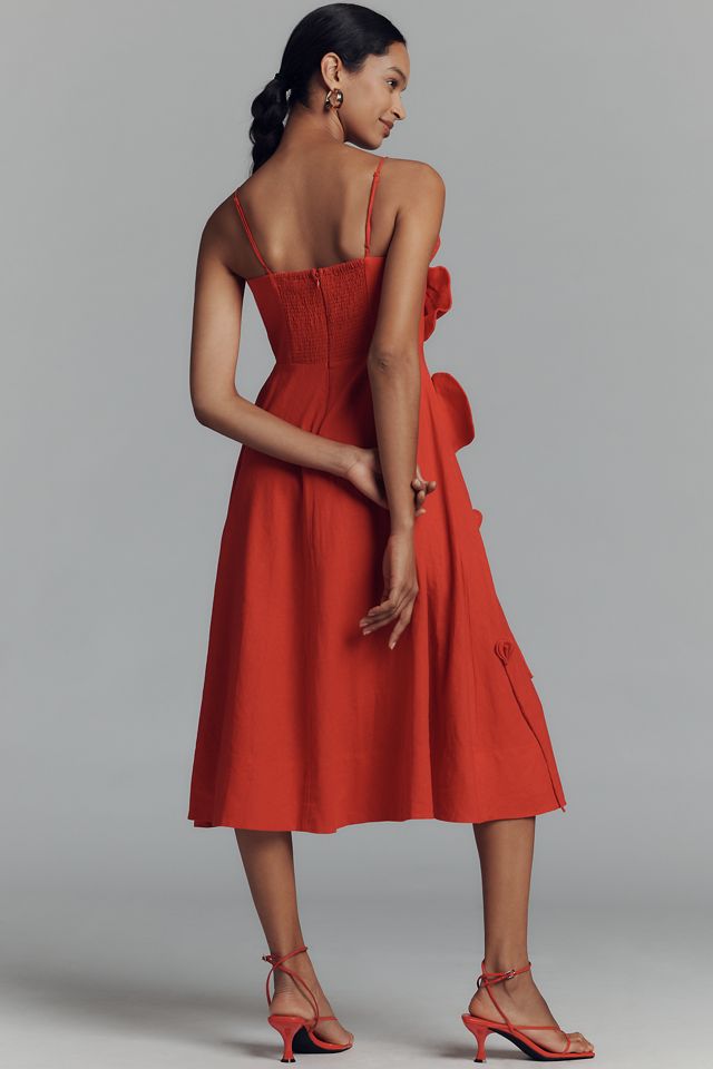 Farm Rio Garden Appliqué Linen Blend Midi Dress #1