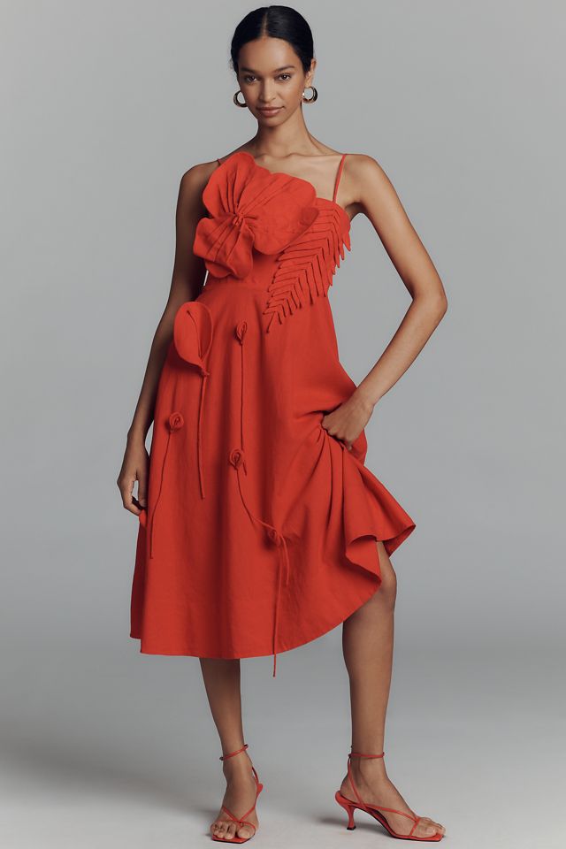 Farm Rio Garden Appliqué Linen Blend Midi Dress #2