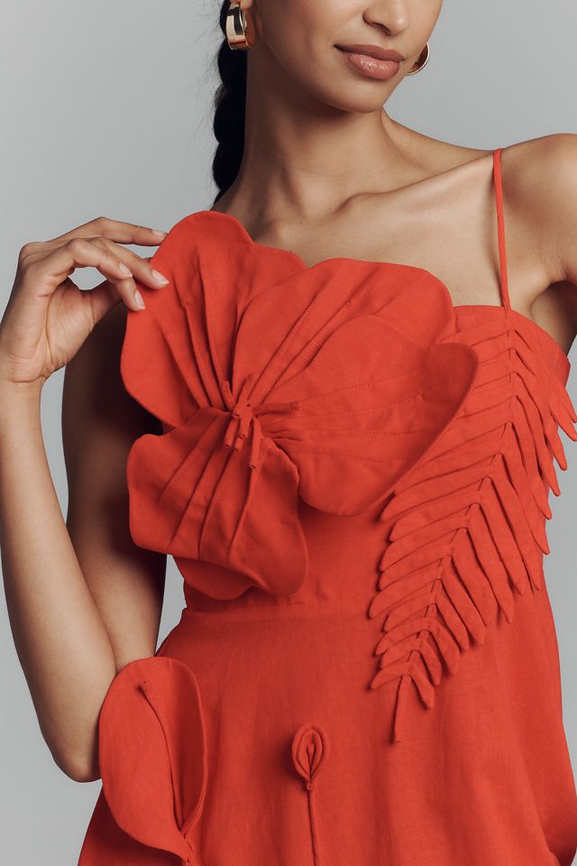 Farm Rio Garden Appliqué Linen Blend Midi Dress #3