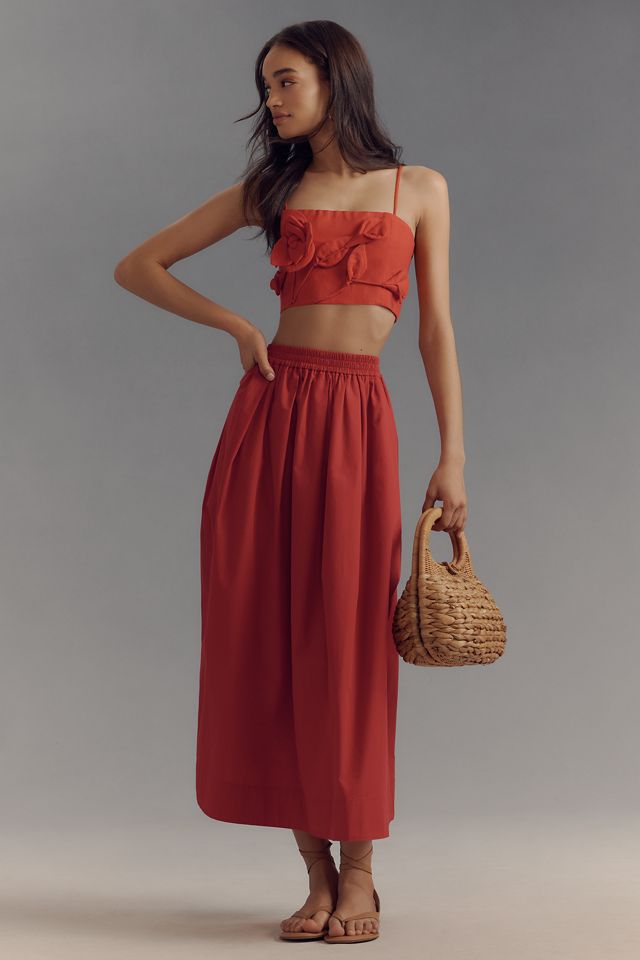 Farm Rio Garden Appliqué Linen Blend Crop Top #2
