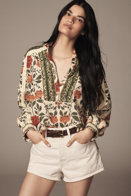 Shop Farm Rio Garden Tapestry Sand Blouse In Green