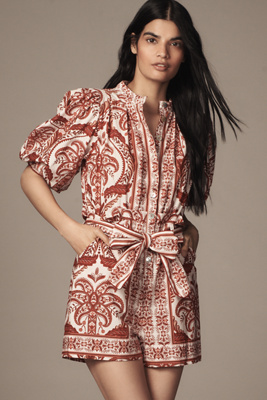 Tropical Cameo Belted Romper