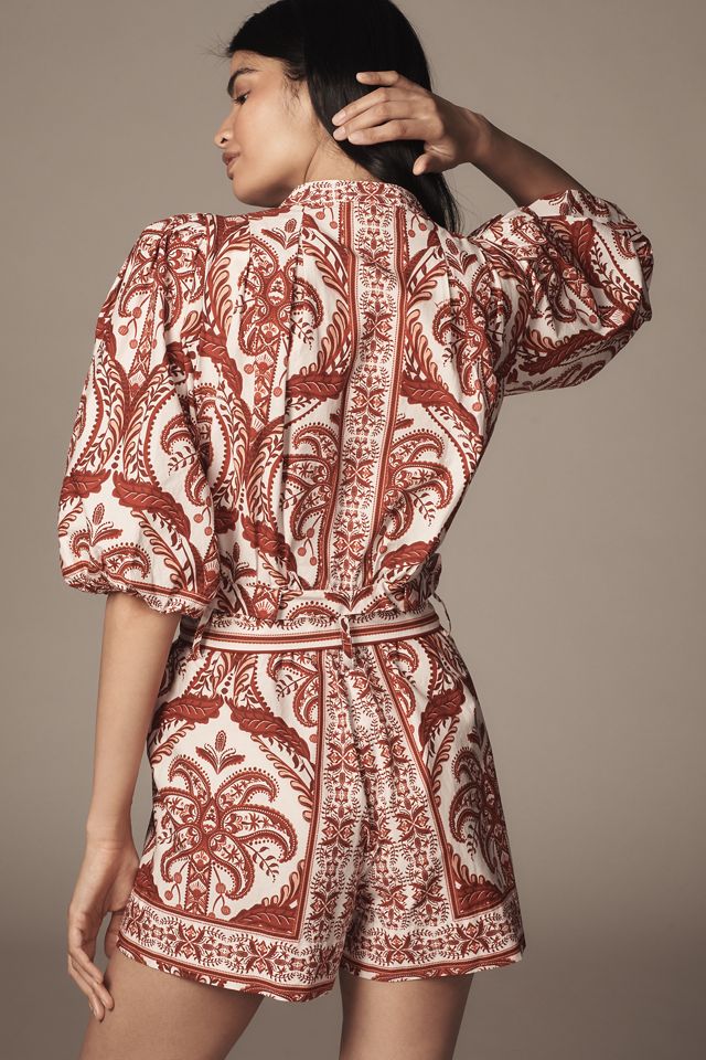 Farm Rio Tropical Cameo Belted Romper #1